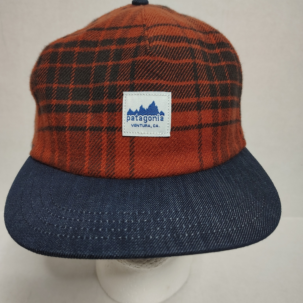 PATAGONIA RANGE FLANNEL HAT DENIM BLUE Orange SOFT CAP UNISEX ADJUSTABLE New
